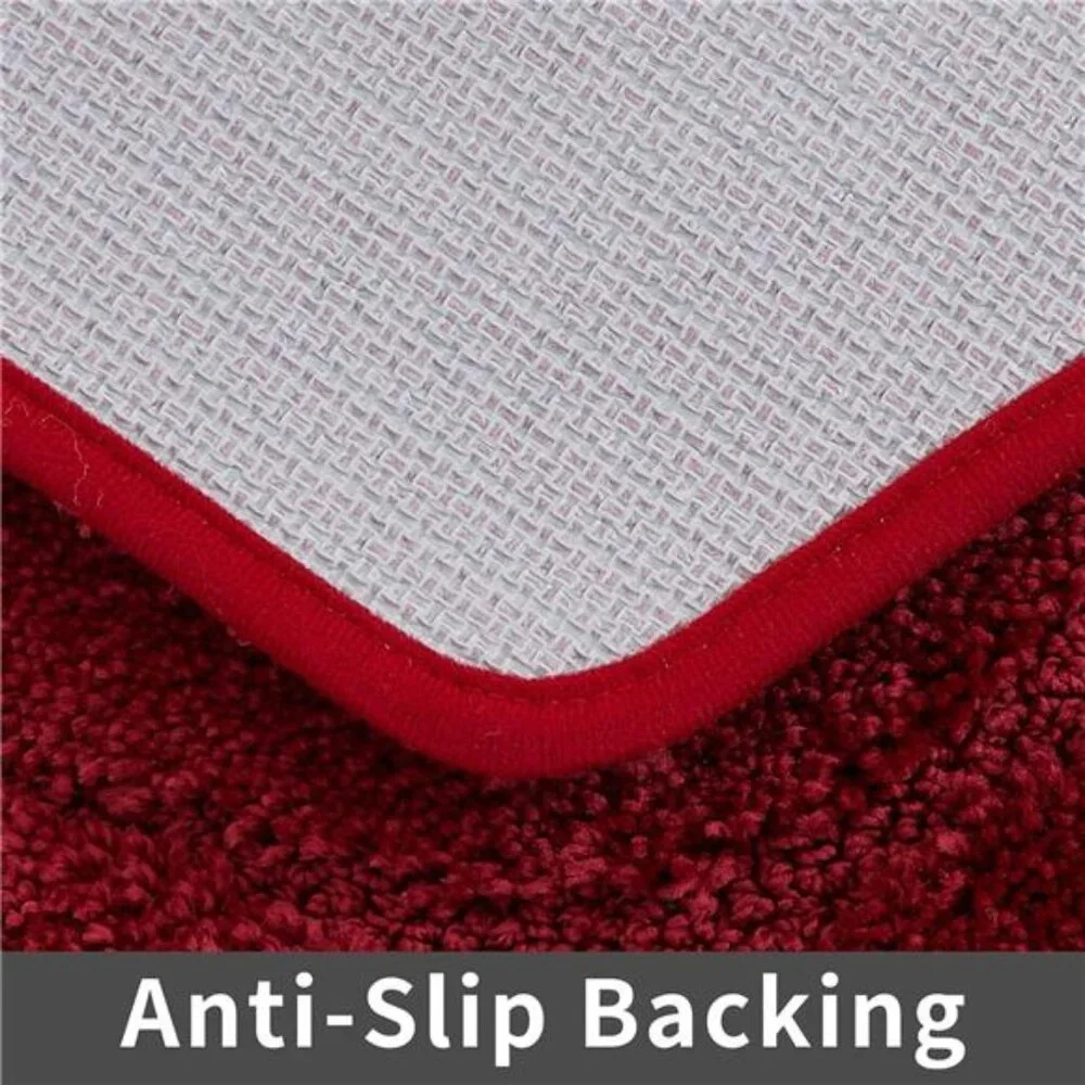Extra Thick Bath Rug Anti Slip Plush Bathroom Mat Soft Absorbent Red 17x27